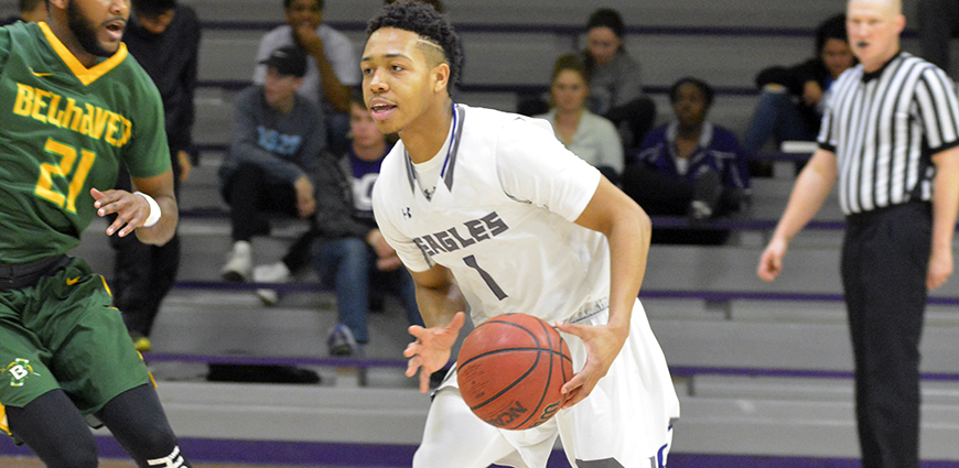 Bryson Johnson and the Eagles opened the season against Rhodes College.
