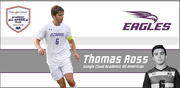 University of the Ozarks senior men?s soccer player Thomas Ross capped his academic and athletic career by earning Google Cloud Academic All-America First Team honors, the College of Sports Information Directors of America released Tuesday.