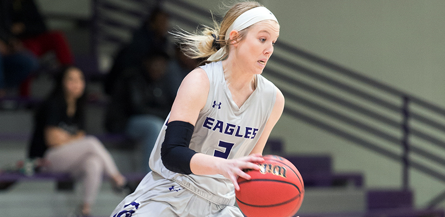 Hailey Ostrander hit three three-pointers in a win over LeTourneau to score 13 points.