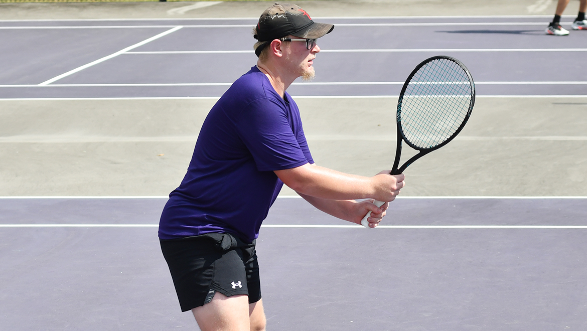 Joshua Wilde is ready for a serve during the fall season in Clarksville. 