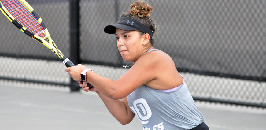 The women's tennis team ended its match early Monday night against Hendrix College due to lighting issues.
